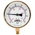 100 SERIES GAUGE STEEL 3.5'' 30''-0-60 PSI / KPA 1 / 4'' NPT LM BR SOCKET