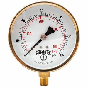 100 SERIES GAUGE STEEL 3.5'' 0-60 PSI / KPA 1 / 4'' NPT LM BR SOCKET