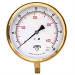 100 SERIES GAUGE ALUMINUM 4.5'' 0-60 PSI / KPA 1 / 4'' NPT LM BR SOCKET