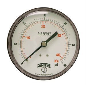 P1S,3.5" DIAL,ST / BR, 1 / 4" NPT BCK, 0-60 PSI / KPA
