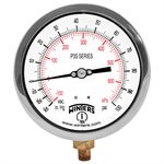 300 SERIES GAUGE ALUM  4.5'' 30''-0-100 PSI / KPA 1 / 4'' NPT LM BR SOCKET