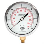 300 SERIES GAUGE ALUM  4.5'' 0-30 PSI / KPA 1 / 4'' NPT LM BR SOCKET