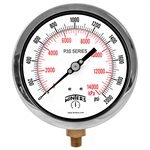 300 SERIES GAUGE ALUM  4.5'' 0-2000 PSI / KPA 1 / 2'' NPT LM BR SOCKET