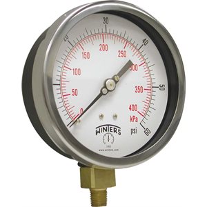 300 SERIES GAUGE ALUM 6'' 0-60 PSI / KPA 1 / 4'' NPT LM BR SOCKET