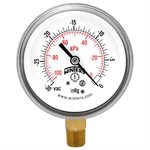 90 SERIES GAUGE STEEL 1.5'' 0-30'' VAC / KPA 1 / 8'' NPT LM BR SOCKET