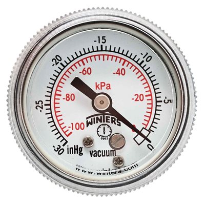 90 SERIES GAUGE STEEL 1.5'' 0-30'' VAC / KPA 1 / 8'' NPT CBM BR SOCKET