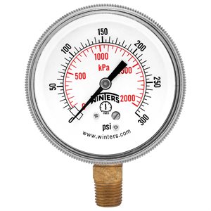 90 SERIES GAUGE STEEL 2.5'' 0-300 PSI / KPA 1 / 4'' NPT LM BR SOCKET