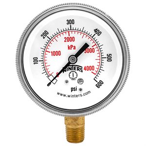 90 SERIES GAUGE STEEL 2.5'' 0-600 PSI / KPA 1 / 4'' NPT LM BR SOCKET