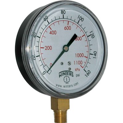 90 SERIES GAUGE STEEL 3.5'' 0-160 PSI / KPA 1 / 4'' NPT LM BR SOCKET