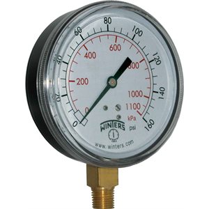 90 SERIES GAUGE STEEL 3.5'' 0-160 PSI / KPA 1 / 4'' NPT LM BR SOCKET