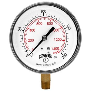 90 SERIES GAUGE STEEL 3.5'' 0-200 PSI / KPA 1 / 4'' NPT LM BR SOCKET