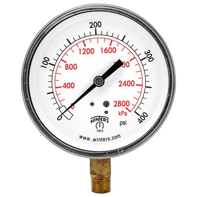 90 SERIES GAUGE STEEL 3.5'' 0-400 PSI / KPA 1 / 4'' NPT LM BR SOCKET