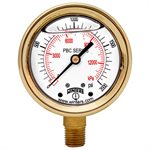 FORGED BRASS CASE GAUGE BRASS 2.5'' 0-1500 PSI / KPA 1 / 4'' NPT LM BR SOCKET