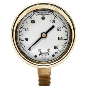 FORGED BRASS CASE GAUGE BRASS 2.5'' 0-160 PSI 1 / 4'' NPT LM BR SOCKET