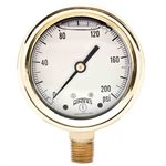 FORGED BRASS CASE GAUGE BRASS 2.5'' 0-200 PSI 1 / 4'' NPT LM BR SOCKET