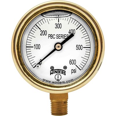 FORGED BRASS CASE GAUGE BRASS 2.5'' 0-600 PSI 1 / 4'' NPT LM BR SOCKET