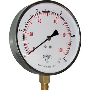 CONTR GAUGE 4.5'' 0-15 PSI / KPA 1 / 4'' BTM