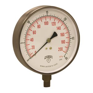 CONTR GAUGE 4.5'' 0-30 PSI / KPA 1 / 4'' BTM