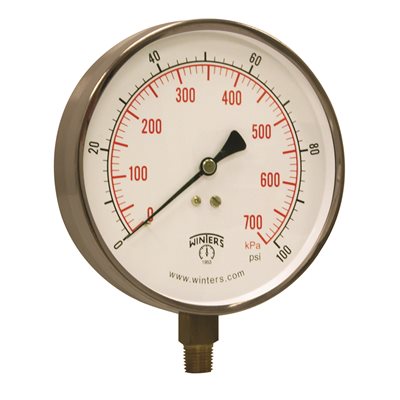 CONTR GAUGE 4.5'' 0-100 PSI / KPA 1 / 4'' BTM