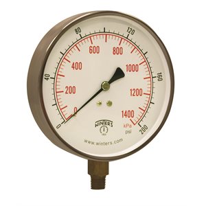 CONTR GAUGE 4.5'' 0-200 PSI / KPA 1 / 4'' BTM
