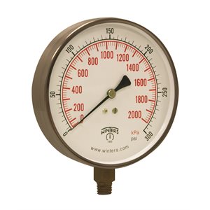 CONTR GAUGE 4.5'' 0-300 PSI / KPA 1 / 4'' BTM