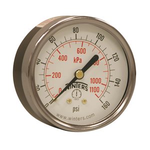 2.5'' DIAL ECONO 1 / 4'' BCK 0-160 PSI / KPA CHROMEBEZEL