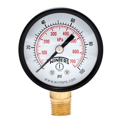 ECONOMY 2" 0-100 PSI / KPA 1 / 4" NPT BOTTOM