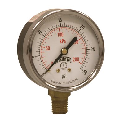ECONOMY 2.5" 0-30 PSI / KPA 1 / 4" NPT BTM