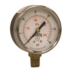 ECONOMY 2.5" 0-30 PSI / KPA 1 / 4" NPT BTM