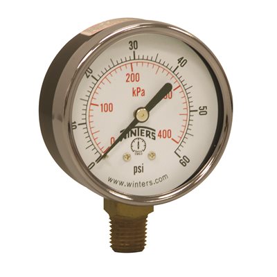 ECONOMY 2.5" 0-60 PSI / KPA 1 / 4" NPT BTM