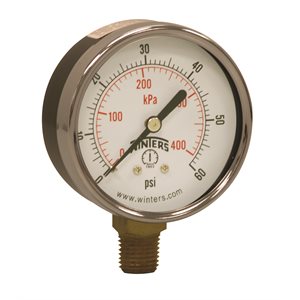 ECONOMY 2.5" 0-60 PSI / KPA 1 / 4" NPT BTM