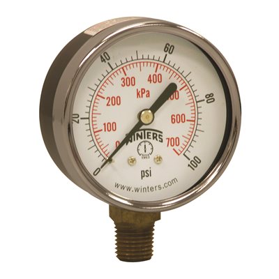 ECONOMY 2.5" 0-100 PSI / KPA 1 / 4" NPT BTM