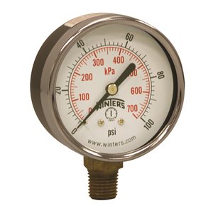 ECONOMY 2.5" 0-100 PSI / KPA 1 / 4" NPT BTM