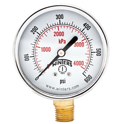 ECONOMY 2.5'' 0-600 PSI / KPA 1 / 4'' NPT BTM