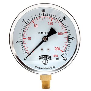 ECONOMY 4" 0-30 PSI / KPA 1 / 4" NPT BOTTOM