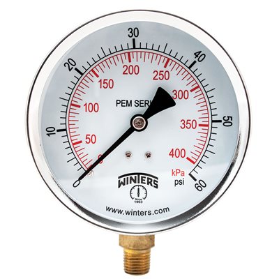 ECONOMY 4" 0-60 PSI / KPA 1 / 4" NPT BOTTOM