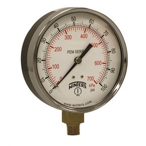 ECONOMY 4" 0-100 PSI / KPA 1 / 4" NPT BOTTOM