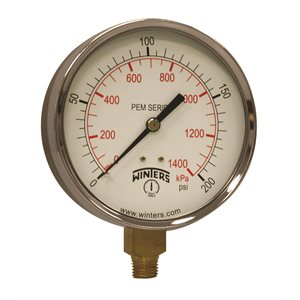 ECONOMY 4'' 0-200 PSI / KPA 1 / 4'' NPT BOTTOM