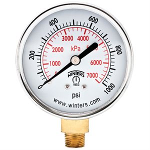 ECONOMY 2.5'' 0-1000 PSI / KPA 1 / 4'' NPT BTM