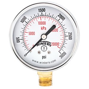 ECONOMY 2.5'' 0-3000 PSI / KPA 1 / 4'' NPT BTM