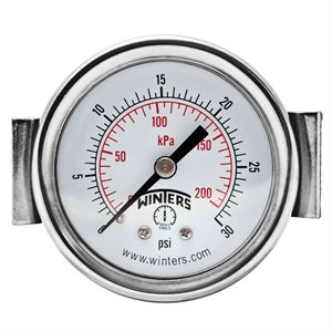 2" DIAL X 1 / 8" BCK 0-30 PSI / KPA