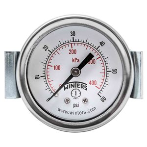 2" DIAL X 1 / 8" BCK 0-60 PSI / KPA