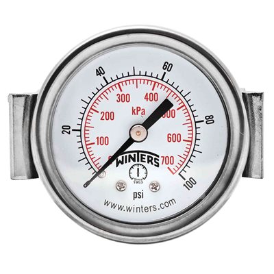 2'' DIAL X 1 / 8'' BCK 0-100 PSI / KPA