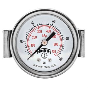 2'' DIAL X 1 / 8'' BCK 0-100 PSI / KPA