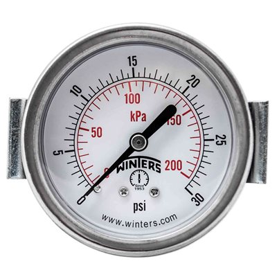 2.5" DIAL, U-CLAMP 1 / 4 BCK 0-30 PSI / KPA