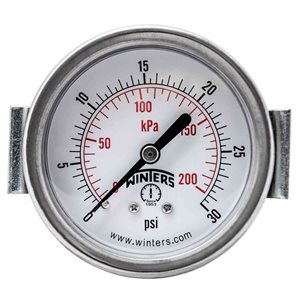 2.5" DIAL, U-CLAMP 1 / 4 BCK 0-30 PSI / KPA