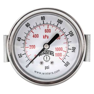 2.5" DIAL, U-CLAMP 1 / 4 BCK 0-160 PSI / KPA