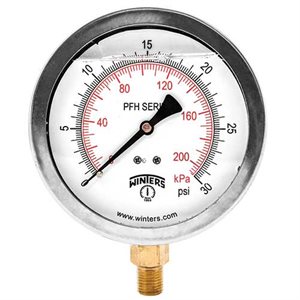 PFH SERIES 2.5'' 30'' HG VAC BRASS 1 / 4'' BTM 1.5% ACC GF