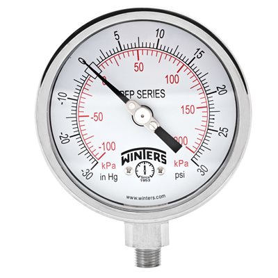 LF / SS 4'' 30'' / 0 / 30 PSI / KPA 1 / 4'' NPT BTM