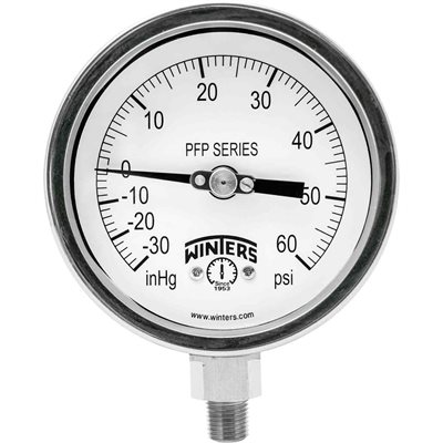 SS 4'' 30'' / 0 / 60 PSI 1 / 4'' NPT BTM